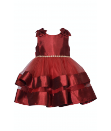 Bonnie Jean Burgundy/Satin Double Layer Tulle Taffeta Dress